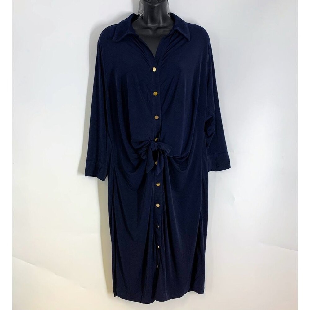 Philosophy Women's Cut and Sew Button Up Long Sleeve Midi Dress Size 1X NWT